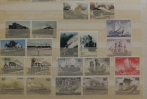 記念切手（SL・帆船）の画像